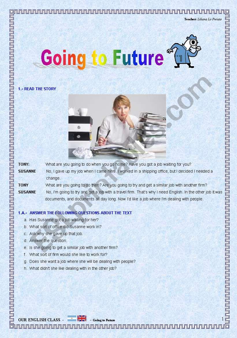 Going to Future worksheet