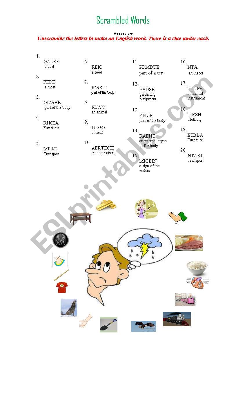 SCRAMBLED WORD worksheet