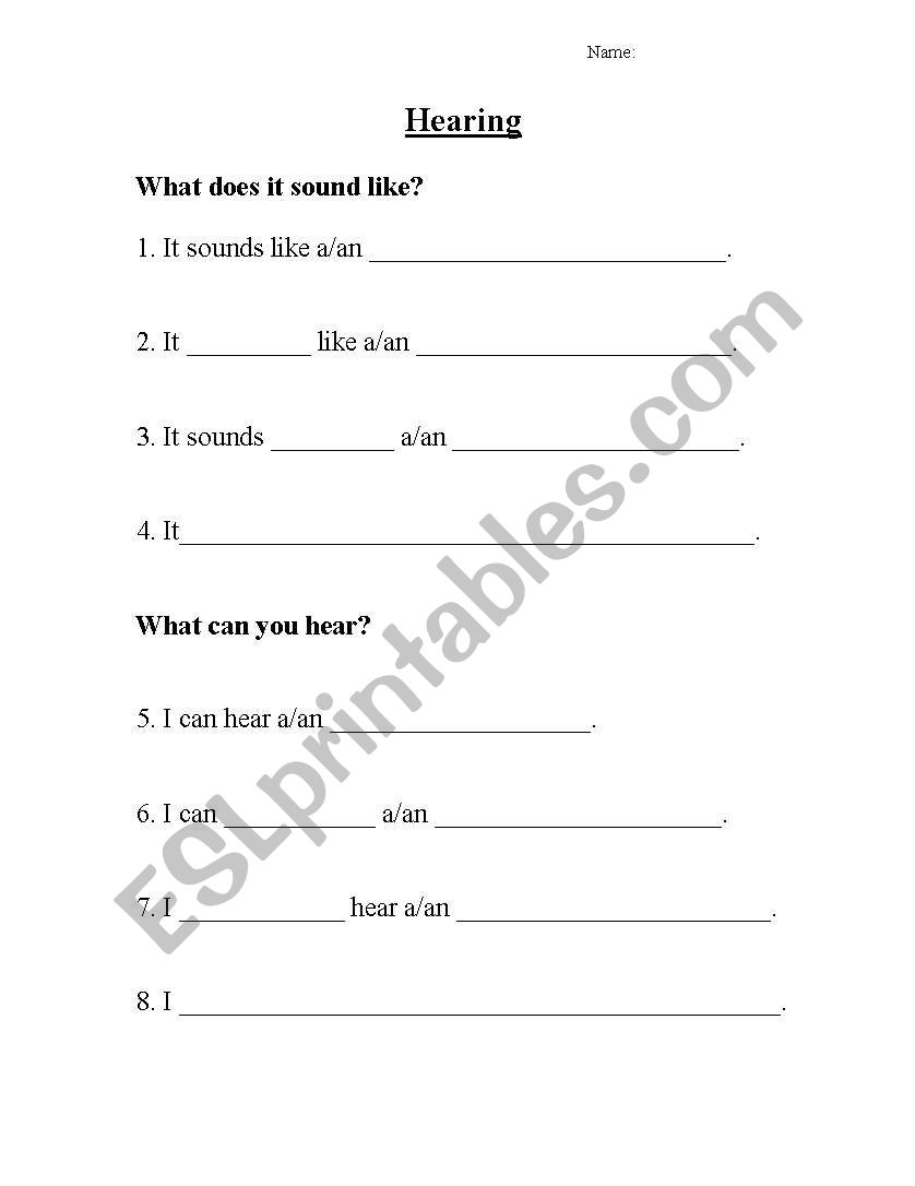 hearing worksheet