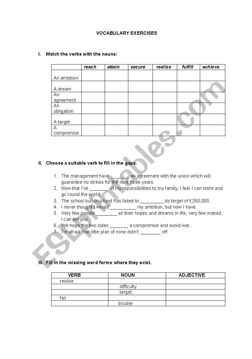 Business Vocabulary worksheet worksheet