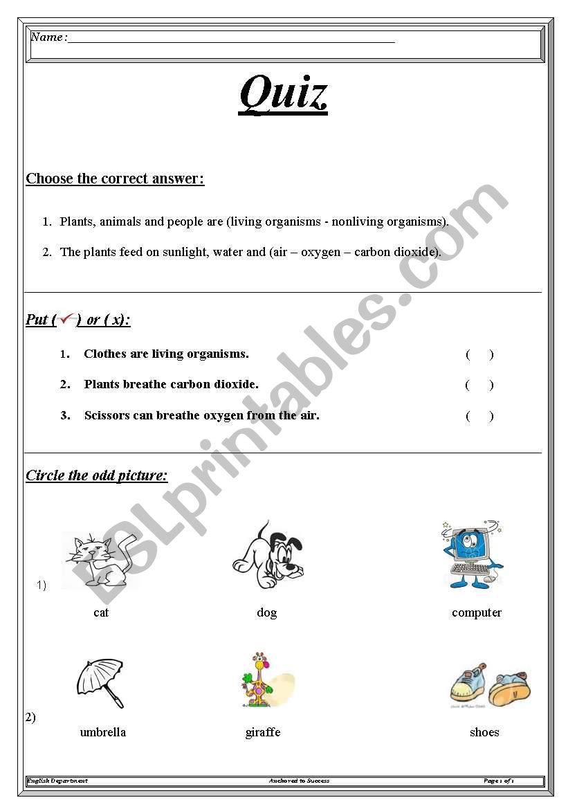 Science for kids worksheet