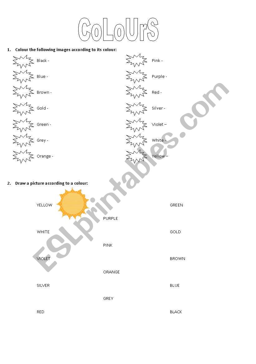 Colours worksheet