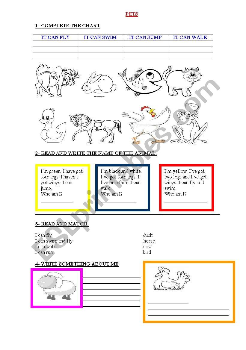 PETS AND FARM ANIMALS worksheet