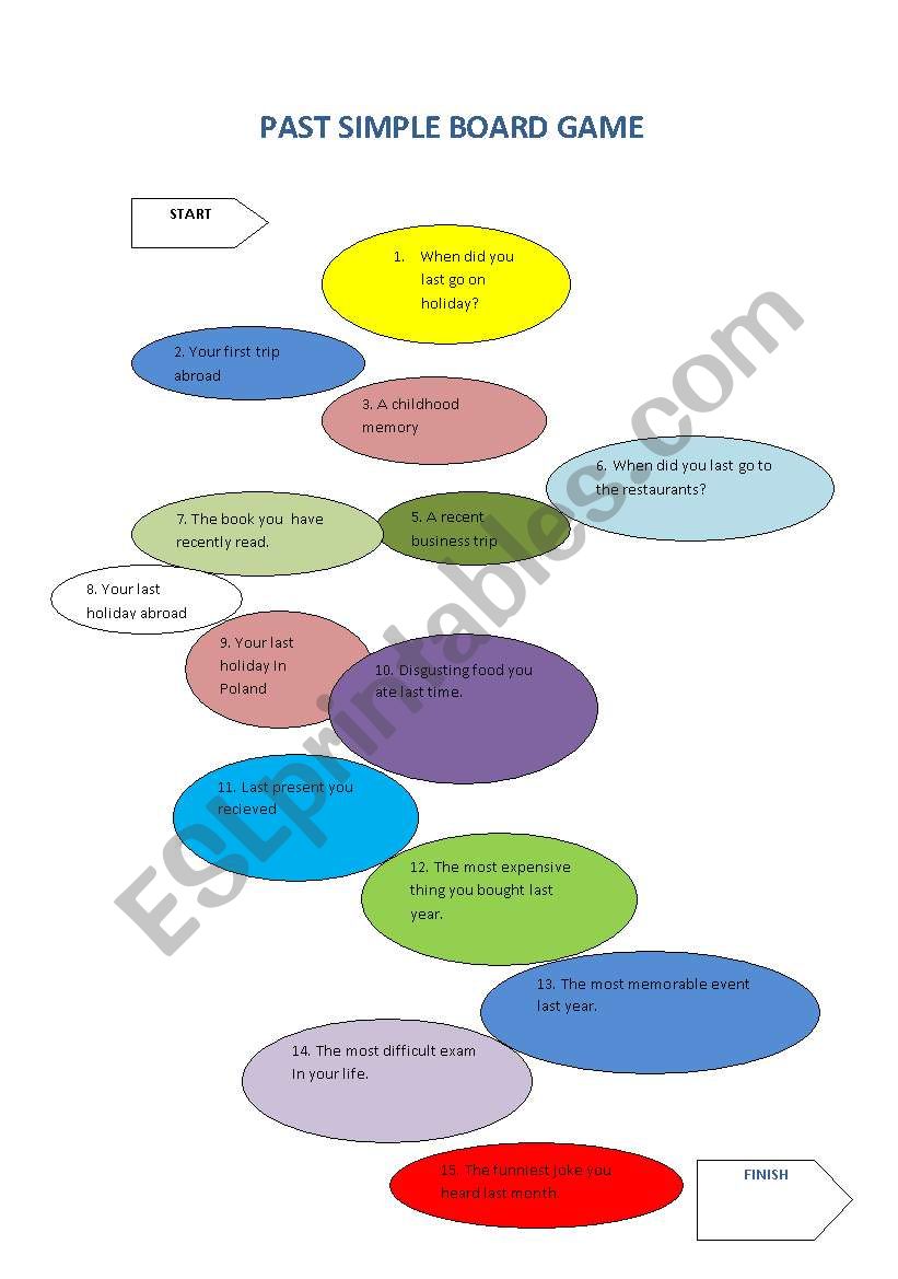 Past Simple Board Game worksheet