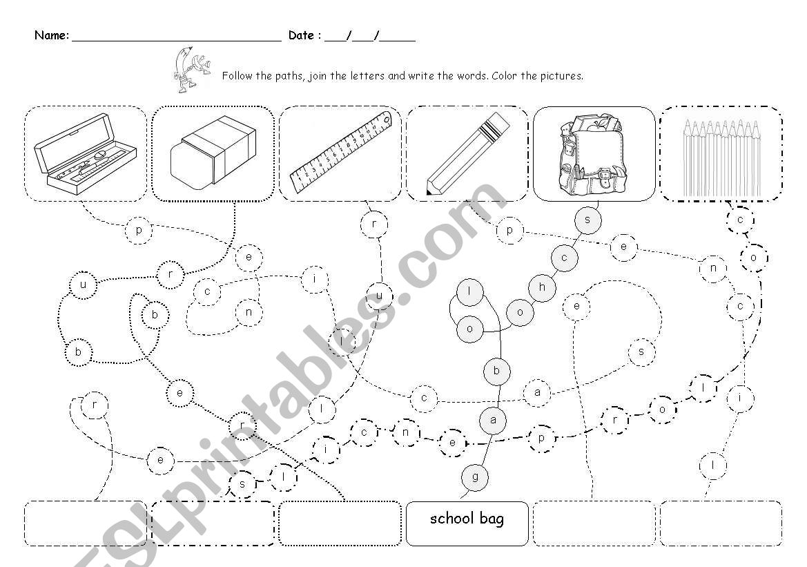 School Objects worksheet