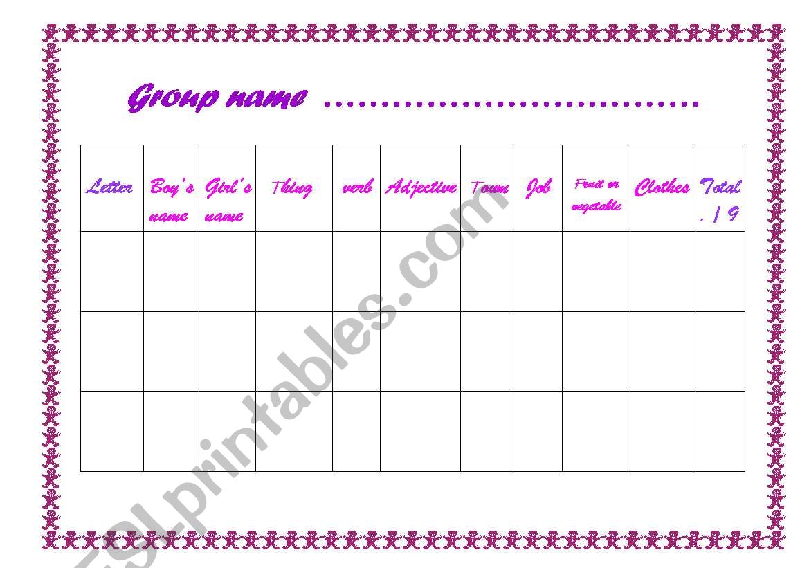 the alphabet game worksheet