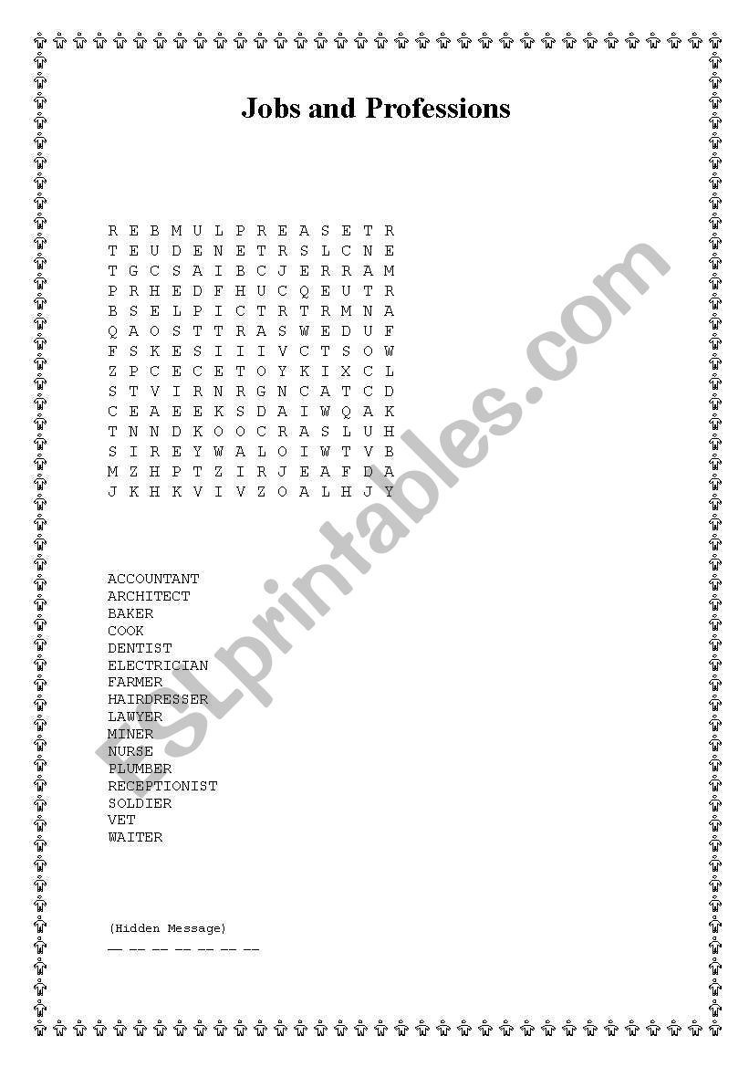 Jobs and Professions worksheet