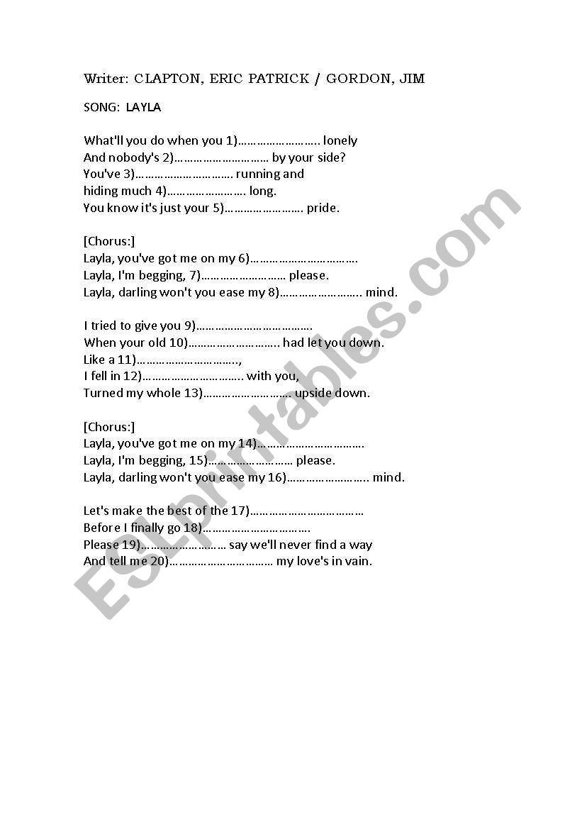 Layla worksheet