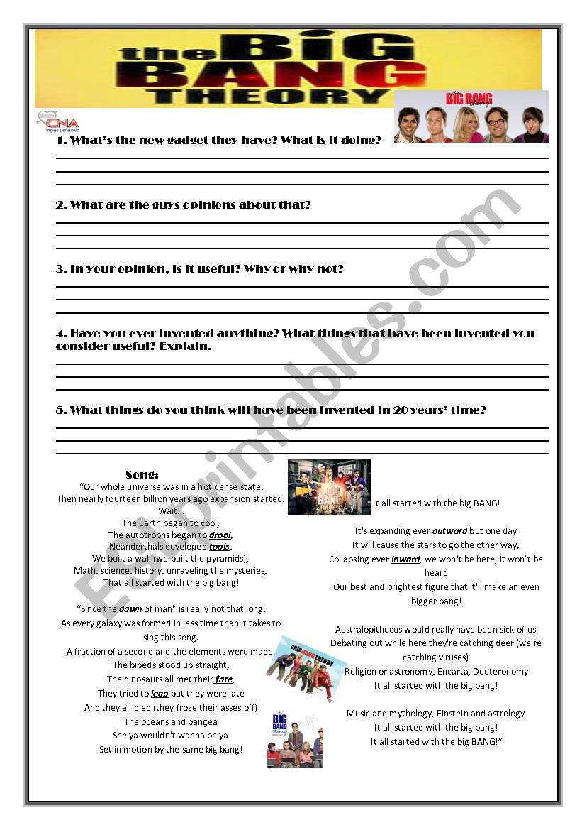 The Big Bang Theory + Song worksheet