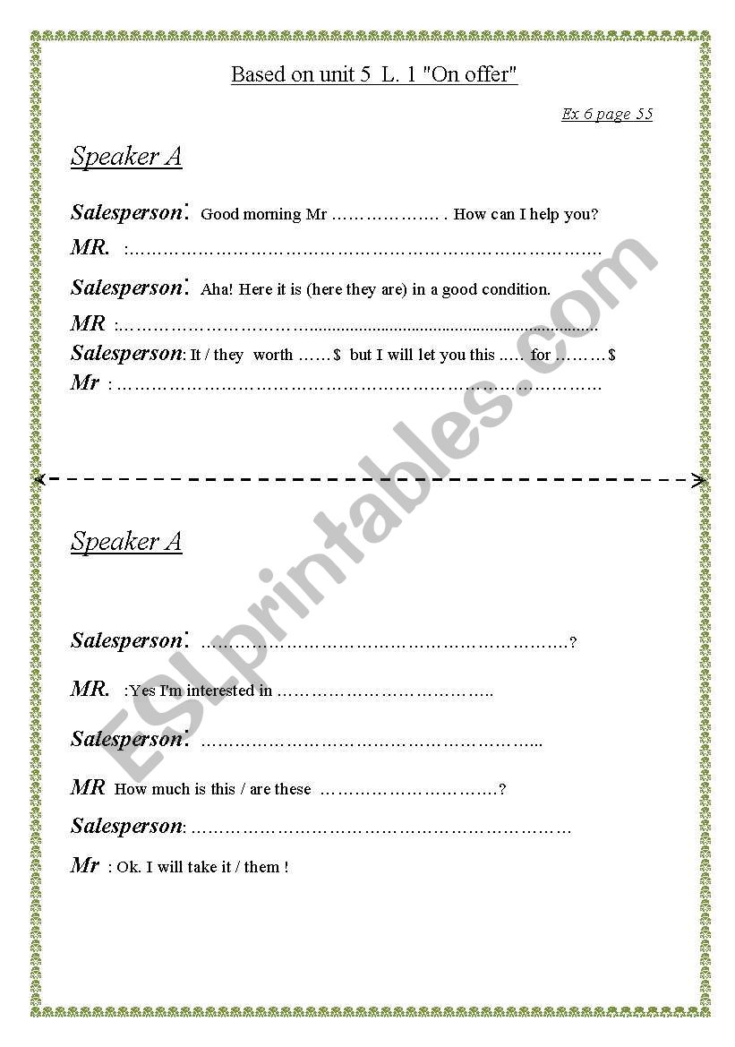 speaking activity worksheet