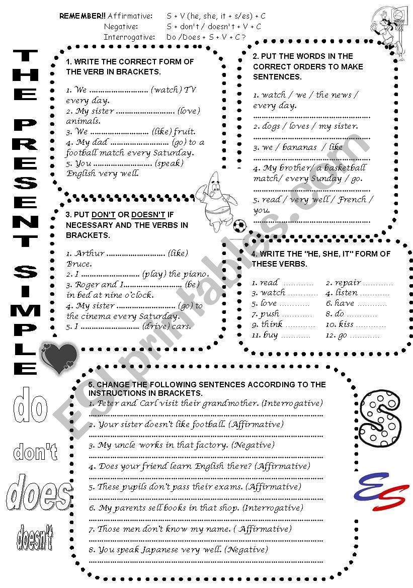 Present Simple Activities. worksheet