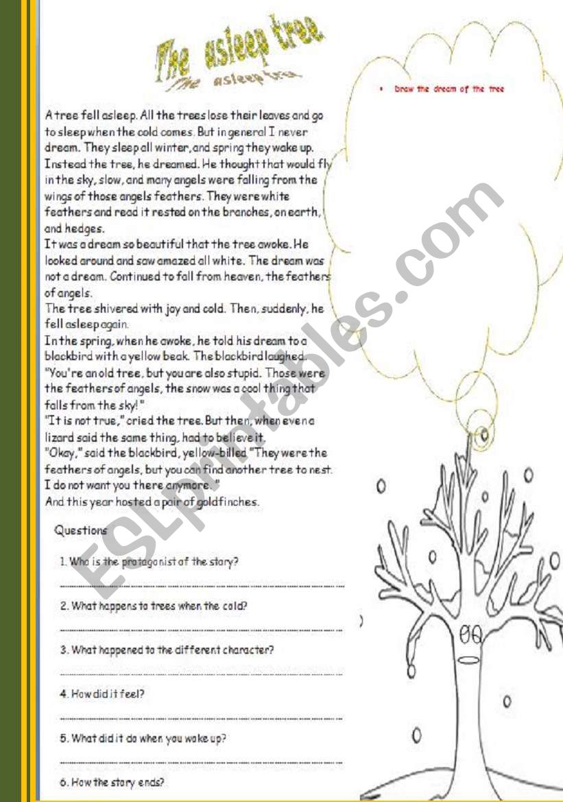 reading: the asleep tree worksheet