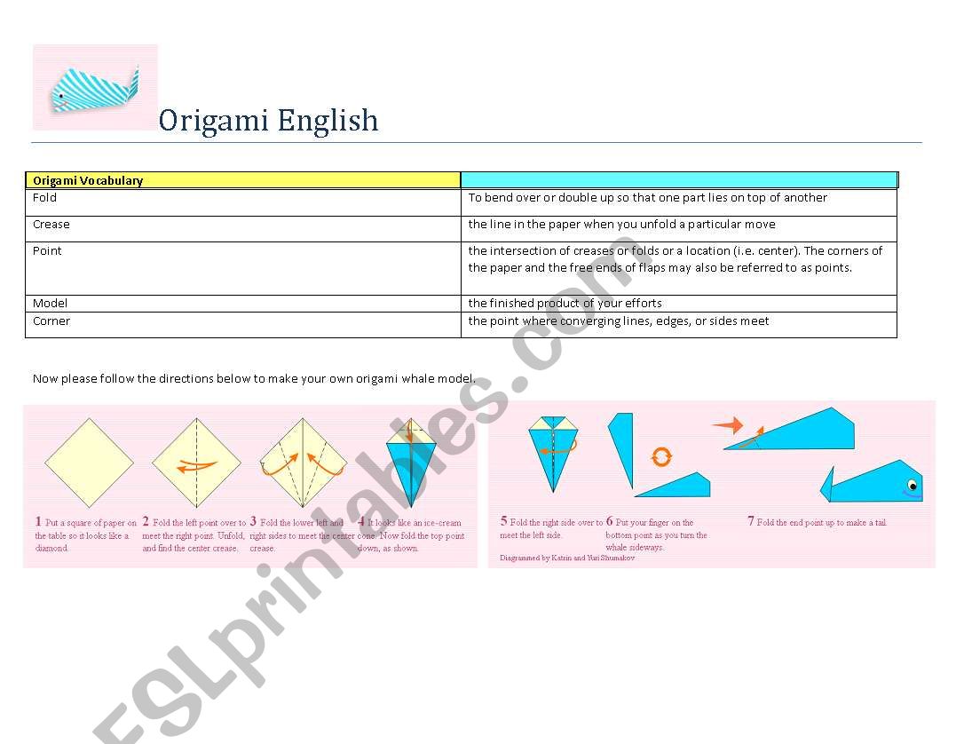 Origami English worksheet