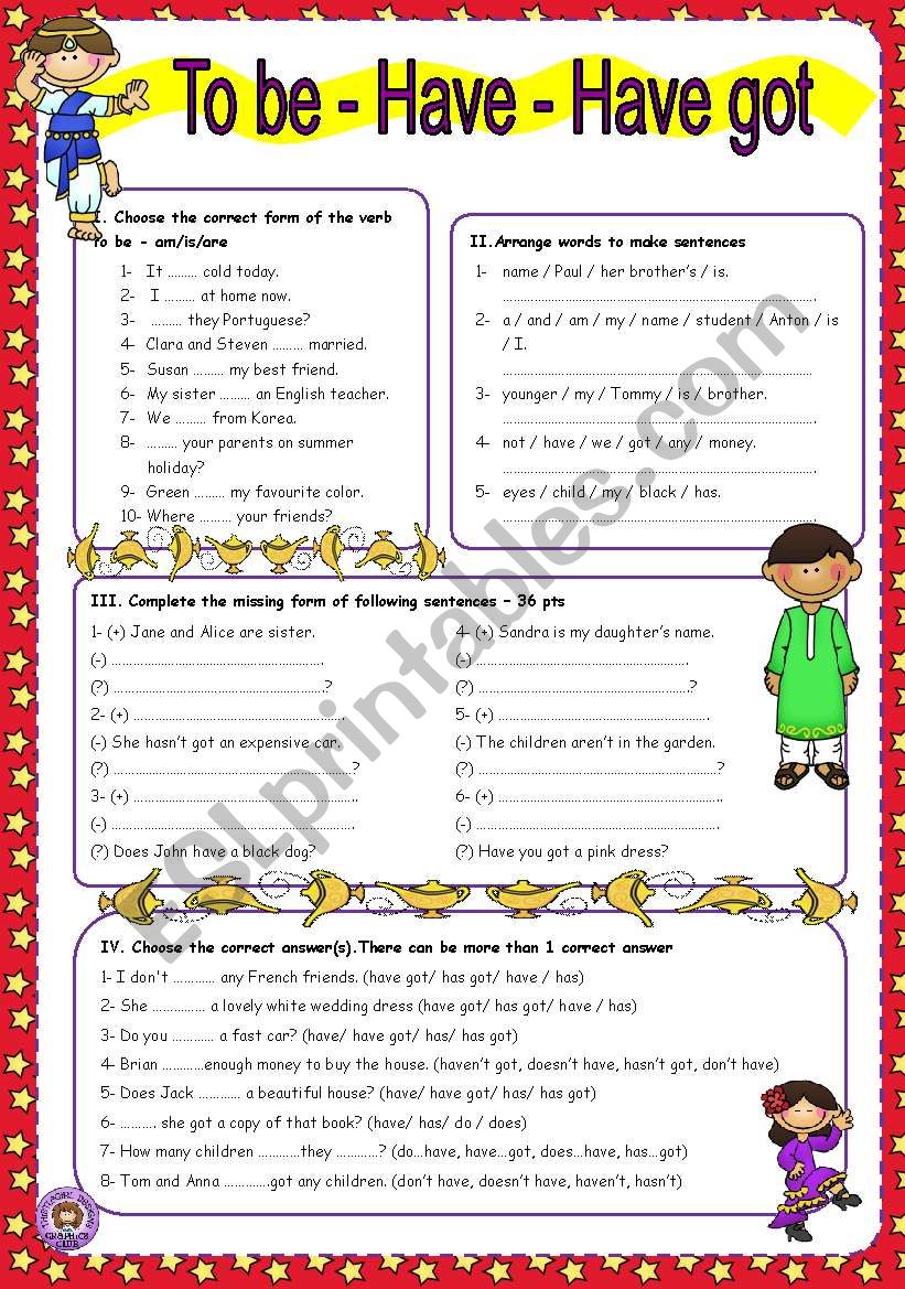 Worksheet n 31- to be - have got and have