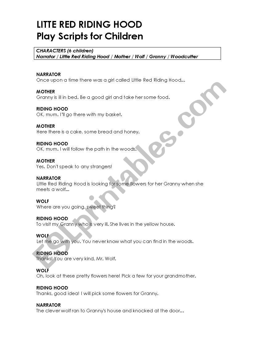 Little Red Riding Hood worksheet