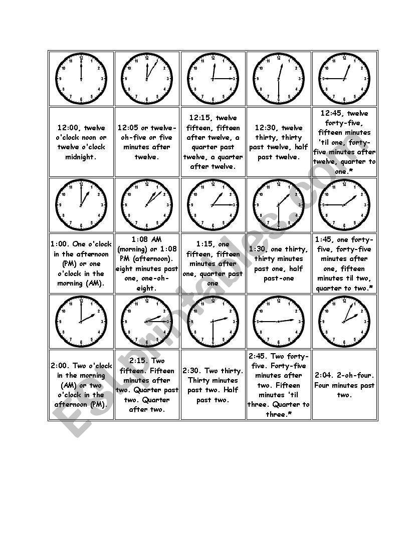 Telling time worksheet