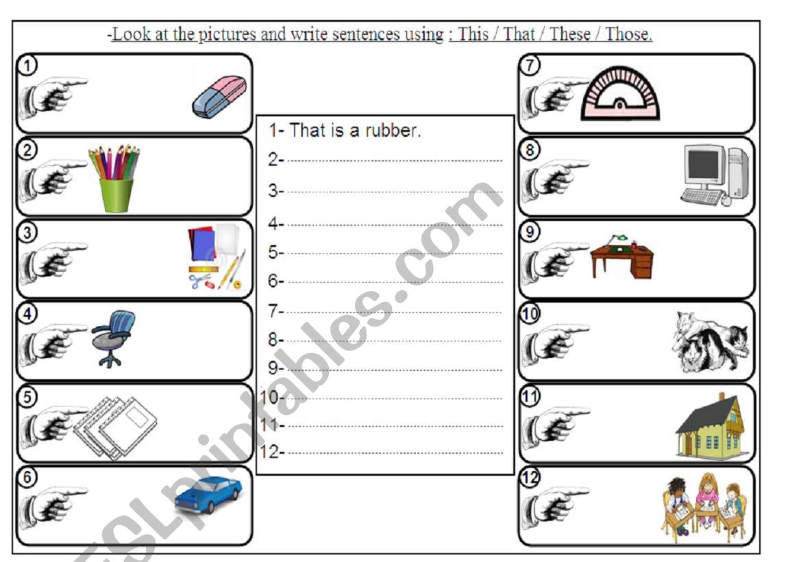 demonstrative adjectives worksheet