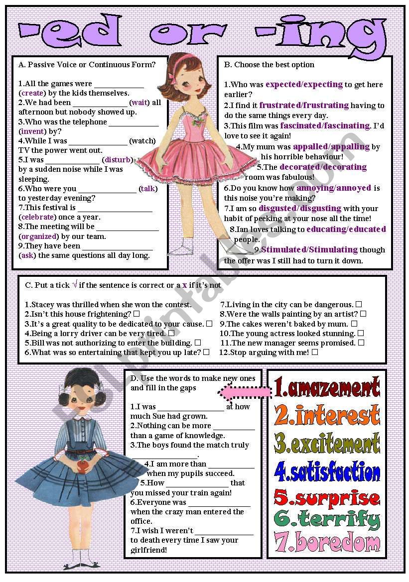 -ed or -ing worksheet