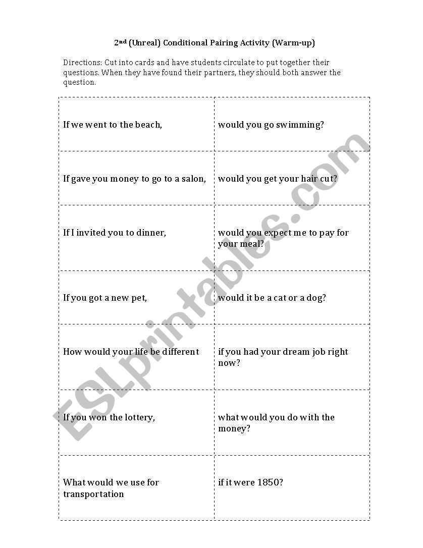 Second Conditional Warm-up worksheet