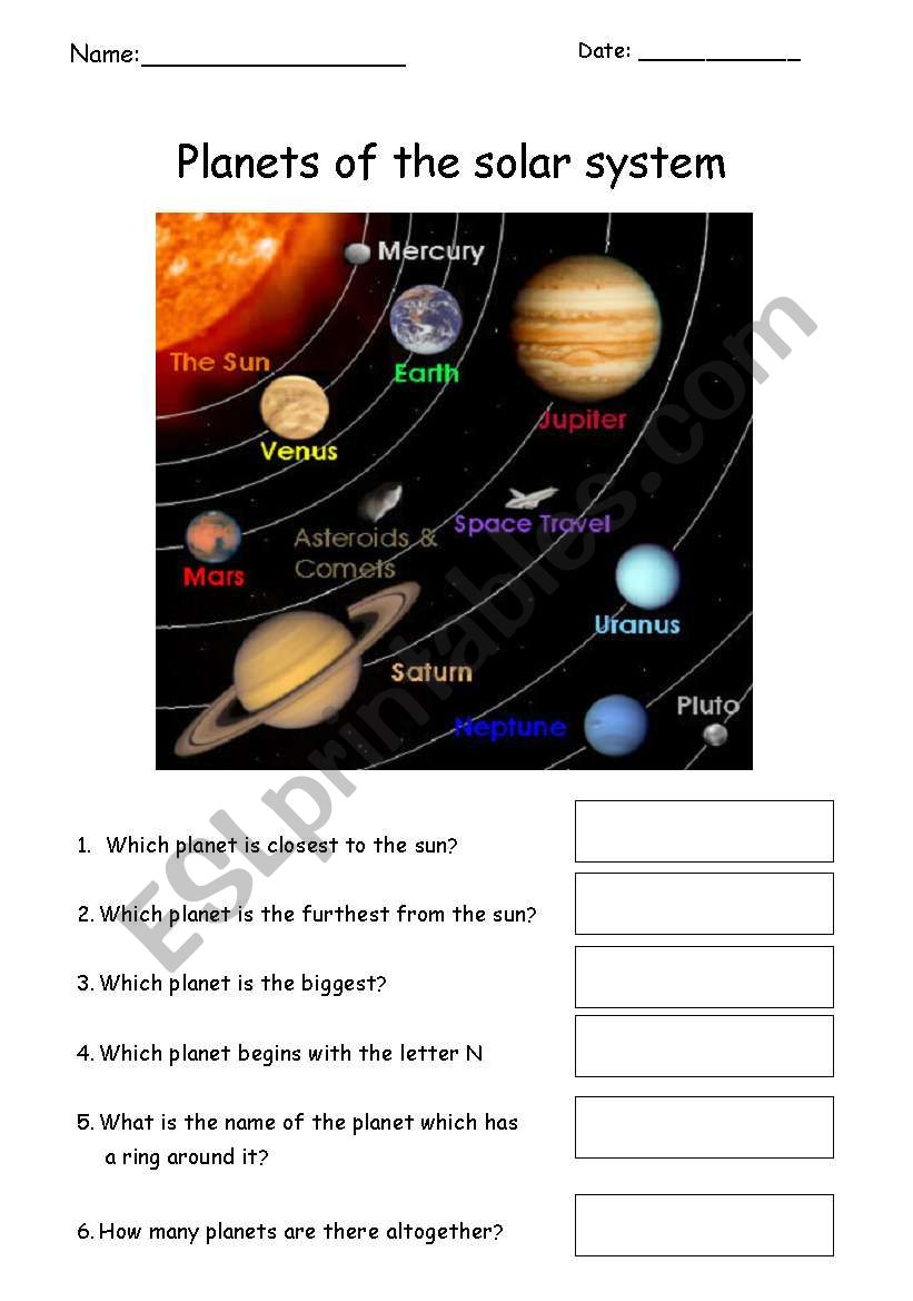 solar system diagram worksheet