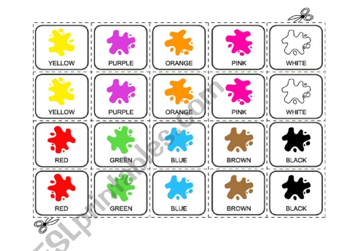 Jogo da memoria de cores worksheet