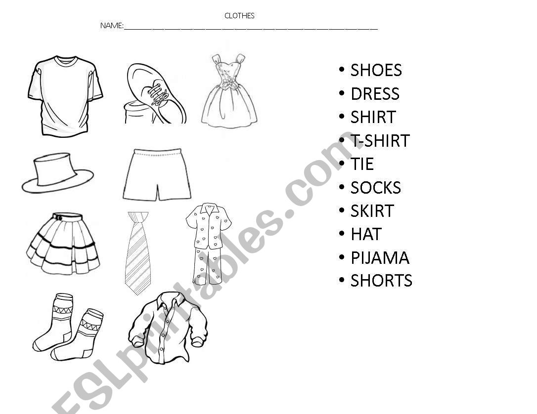 clothes worksheet