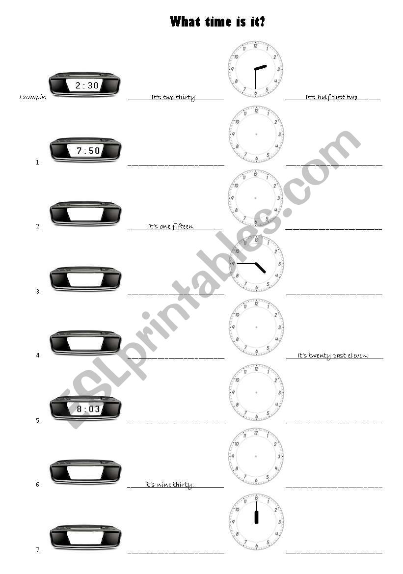 What time is it? Telling the time with digital and analog clocks