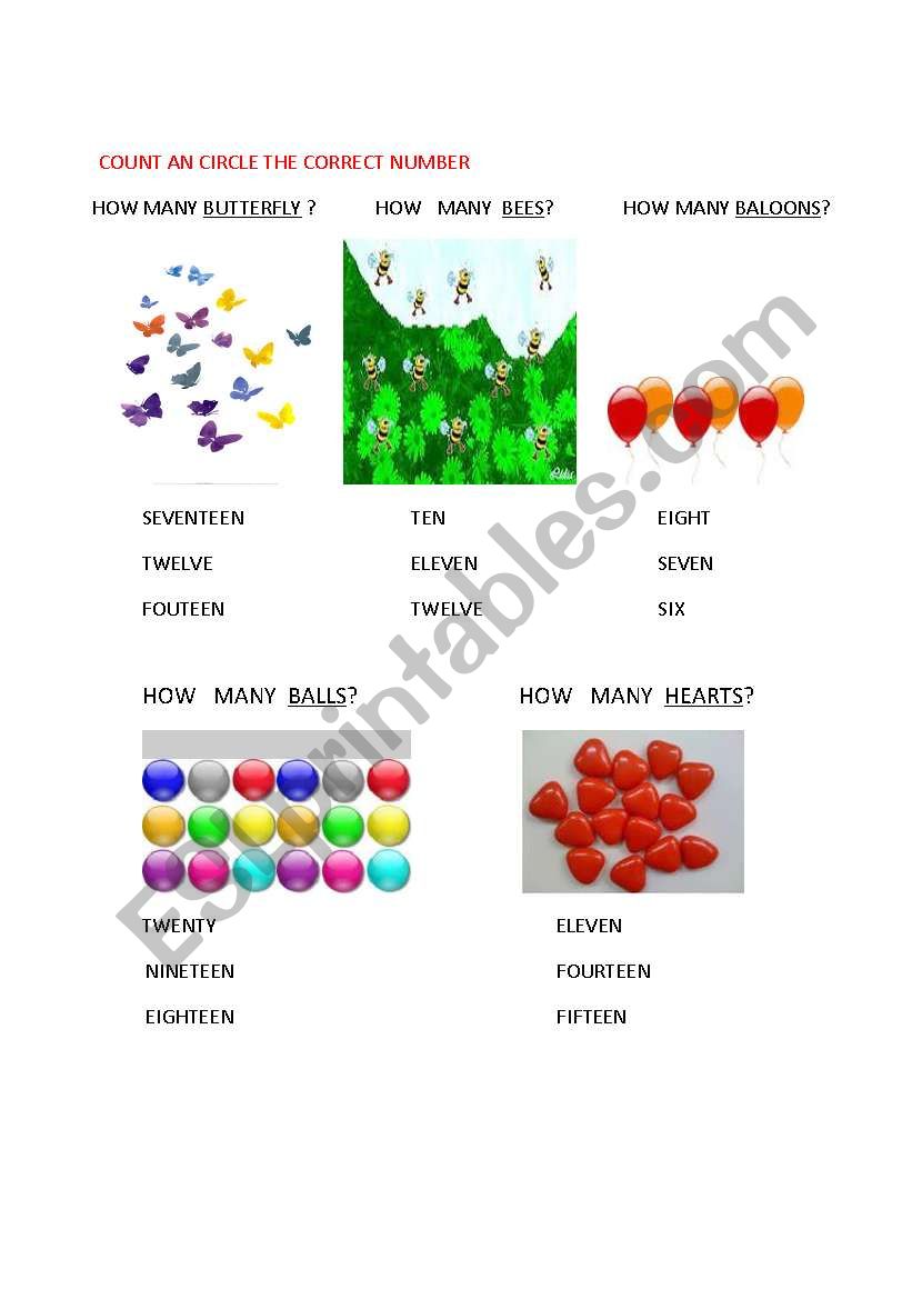 COUNT AND WRITE worksheet