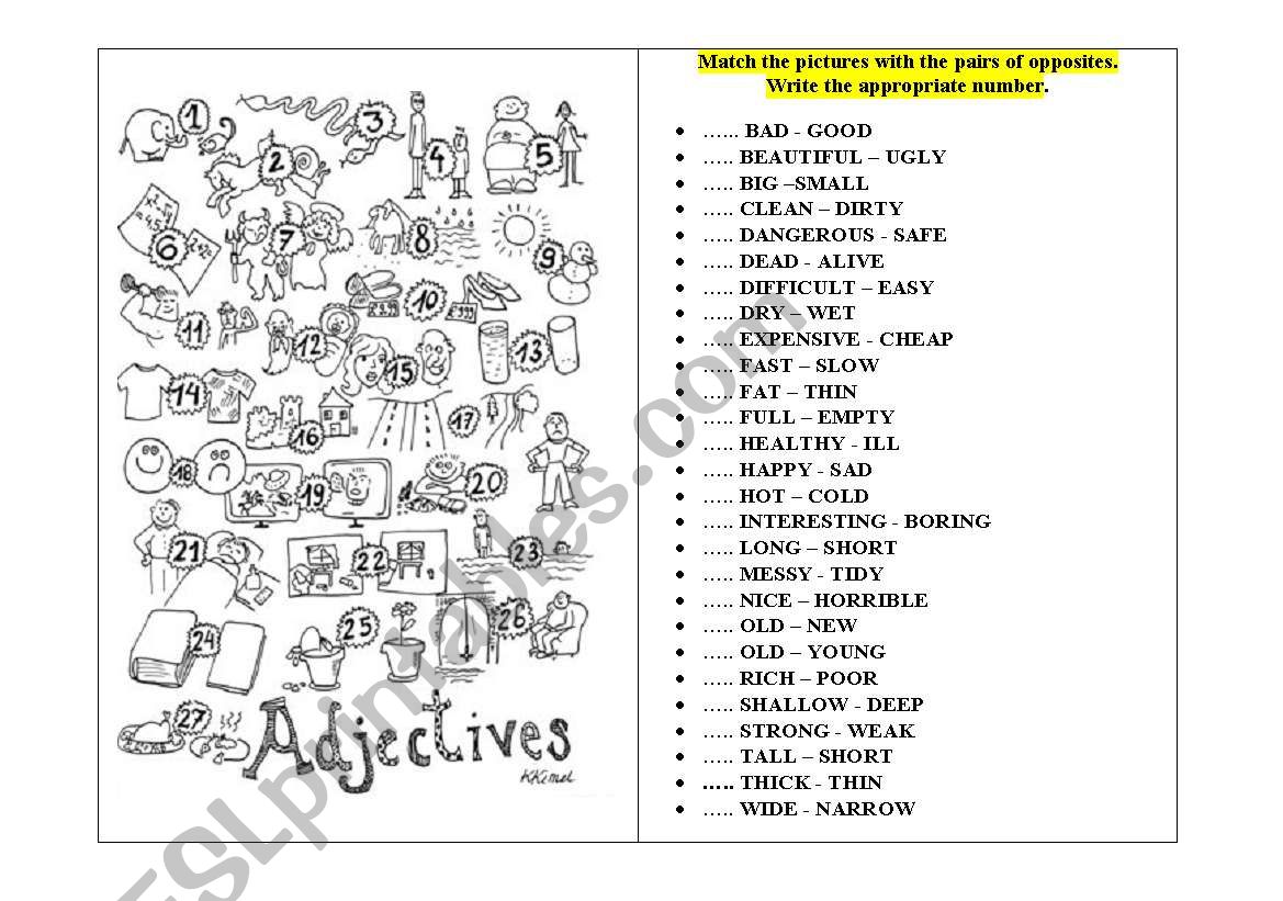 Adjectives - OPPOSITES worksheet