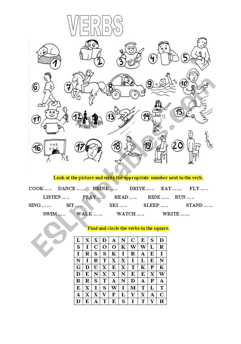 VERBS worksheet