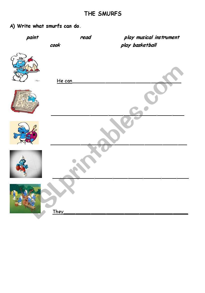 THE SMURFS worksheet