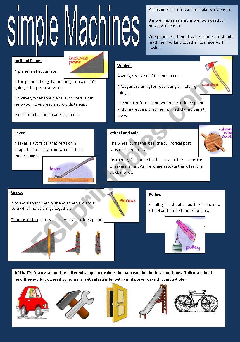 Simple Machines worksheet