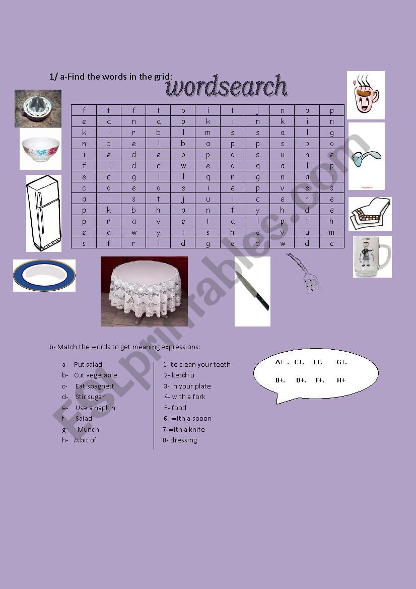 Table manners in England worksheet