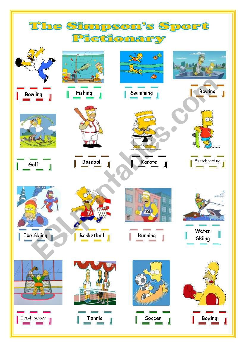 The Simpsons Sport worksheet