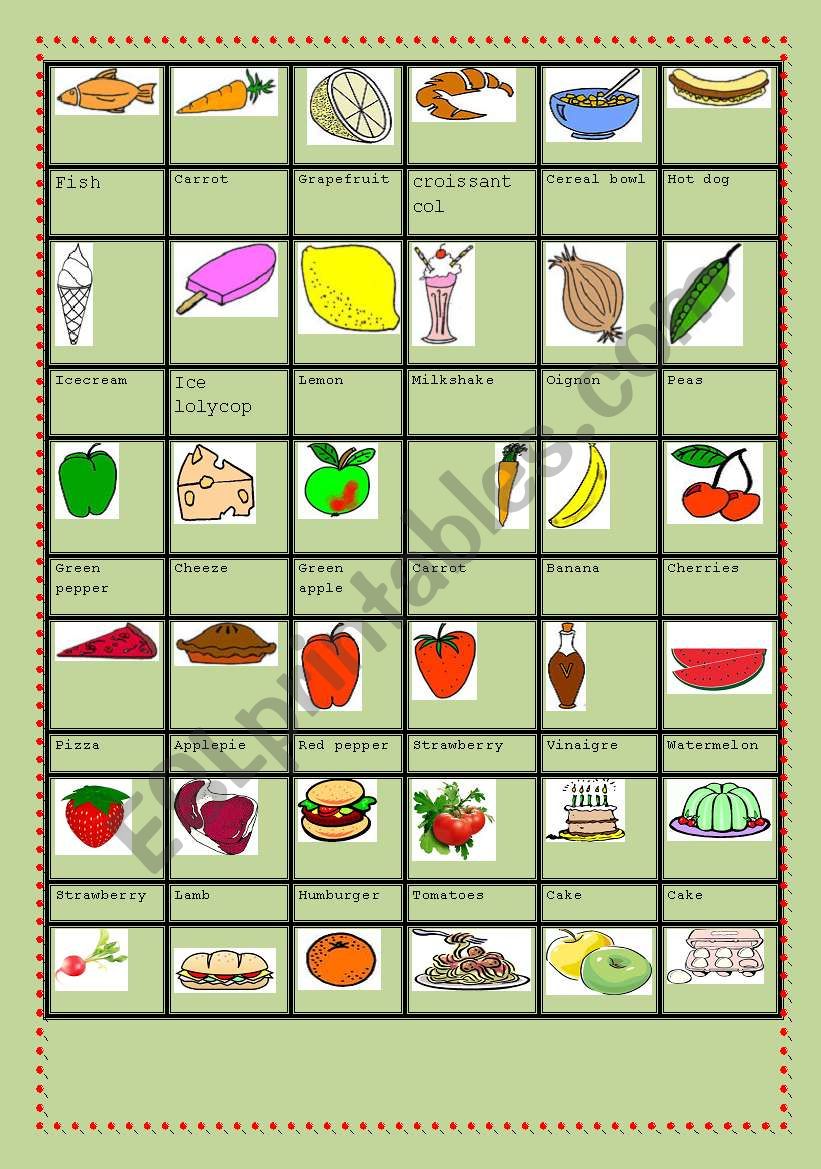 my food pictionary worksheet