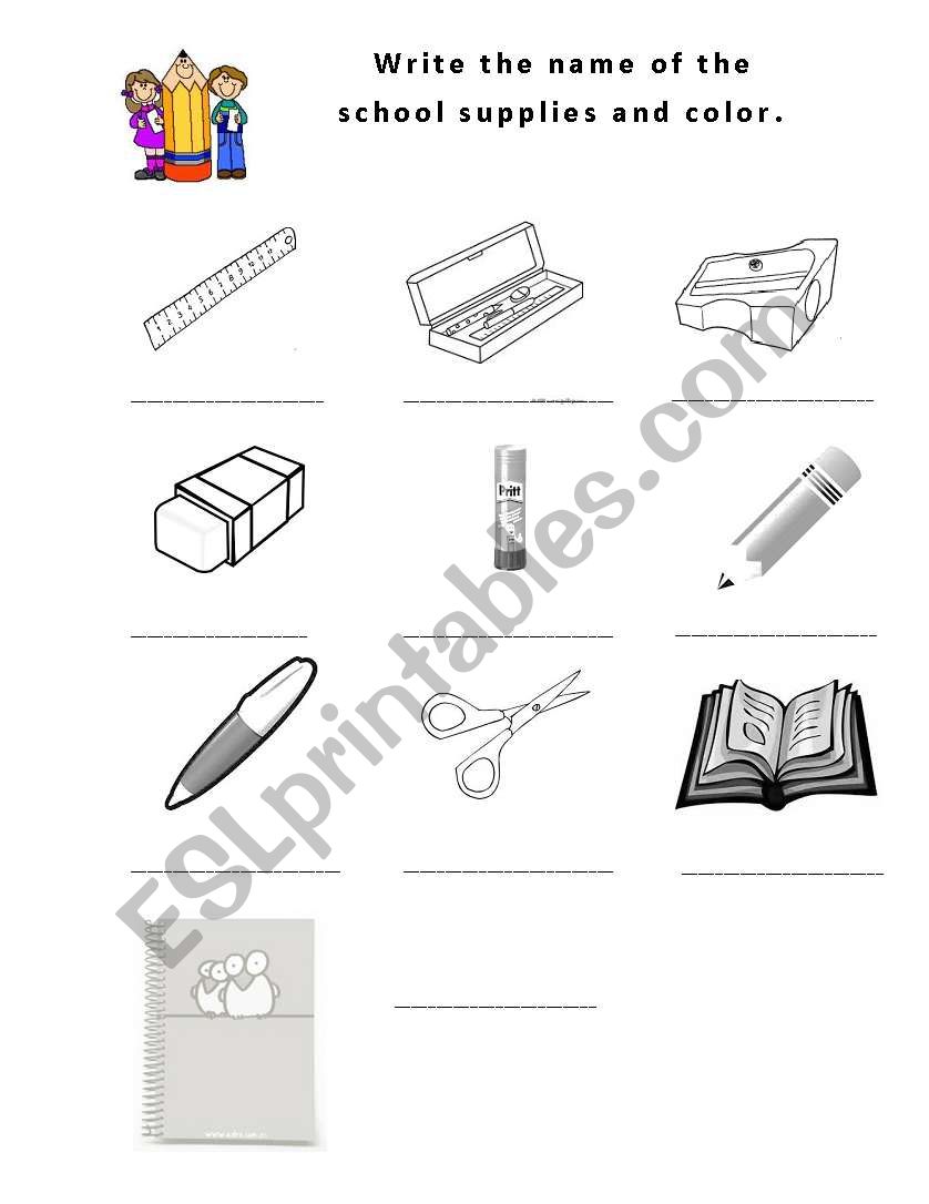 School Supplies worksheet