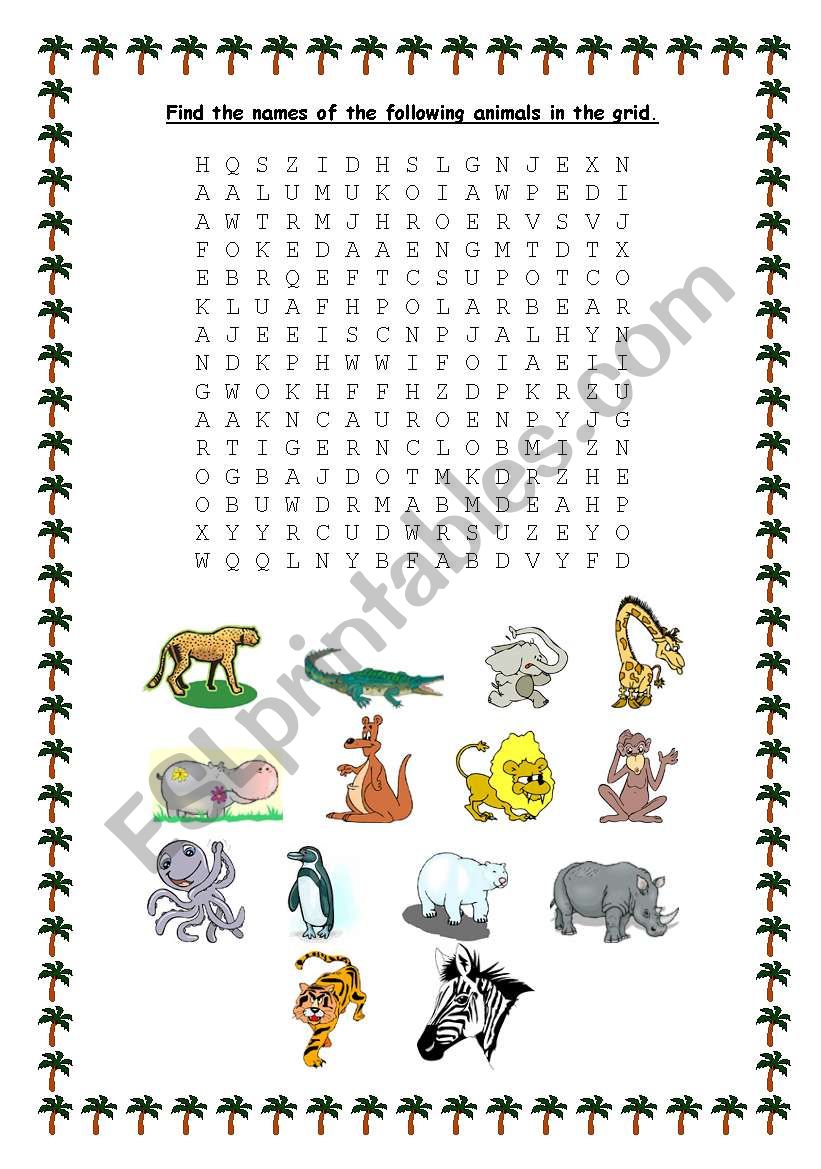 ANIMALS WORDSEARCH worksheet