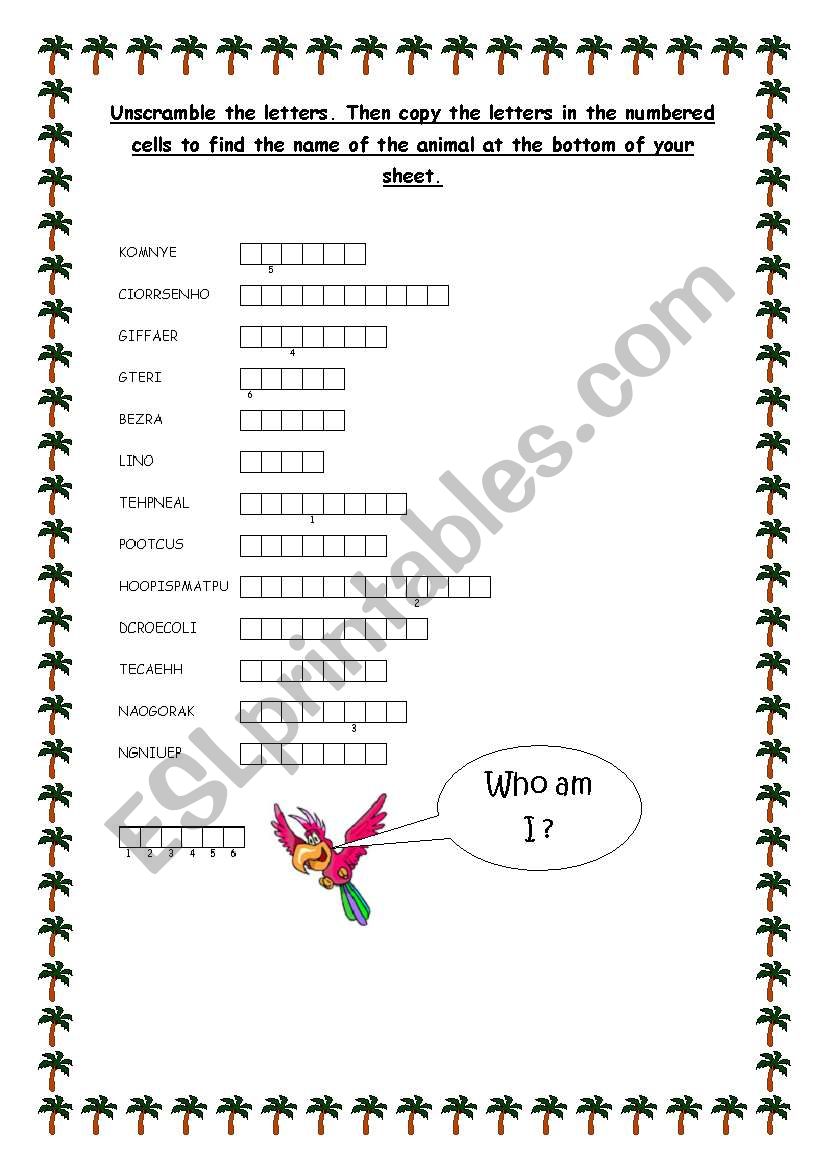 ANIMALS worksheet