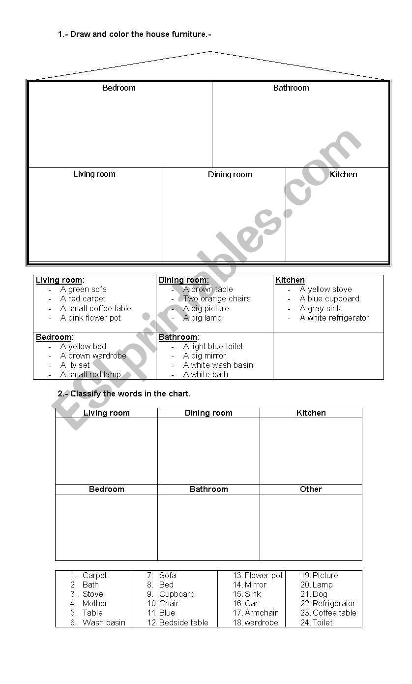 House Furniture worksheet