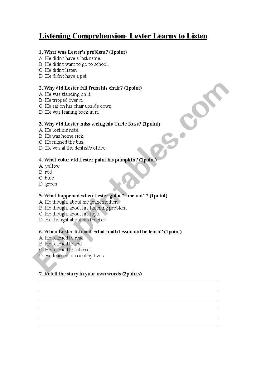 Listening comprehension activity