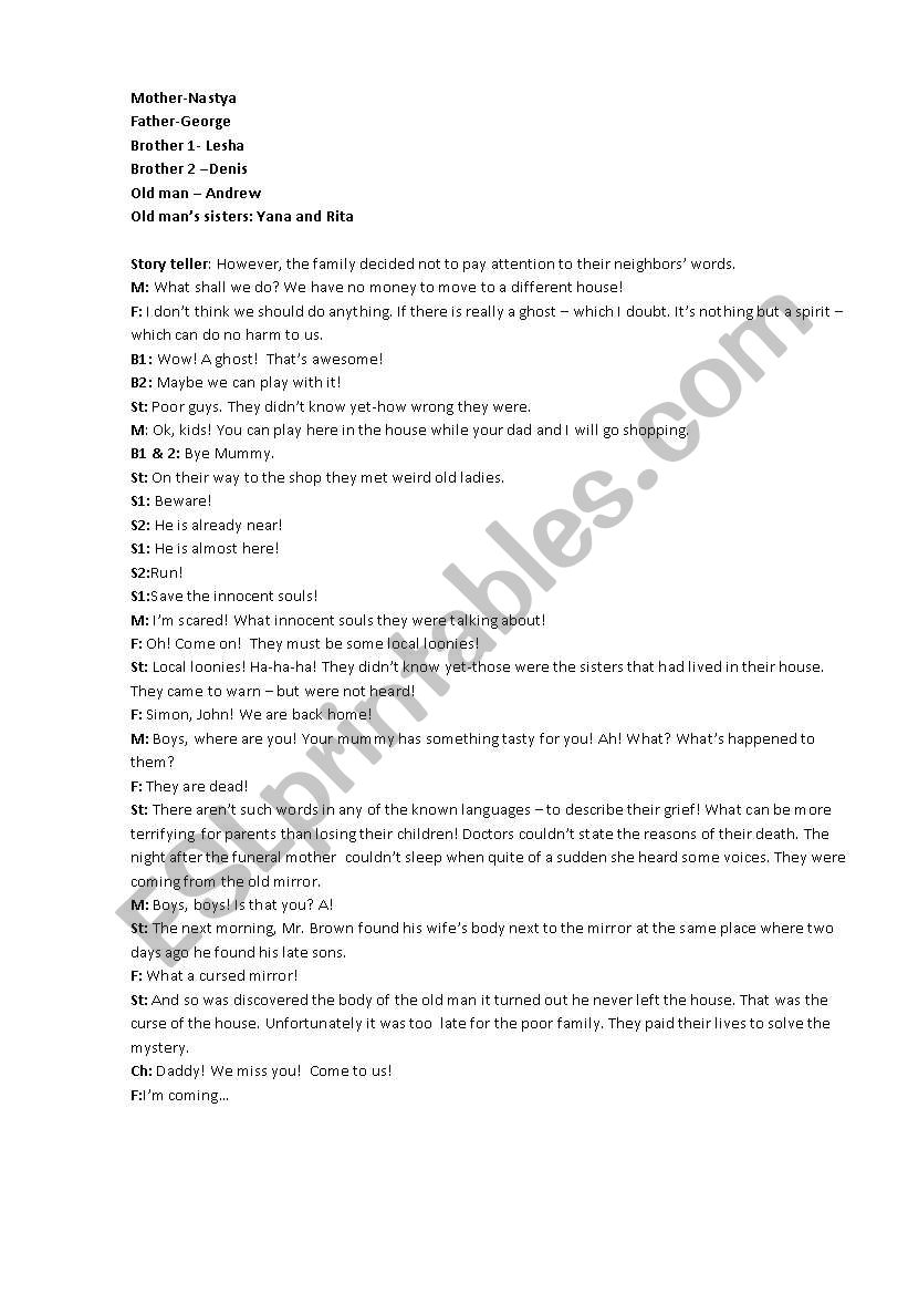 scary story worksheet
