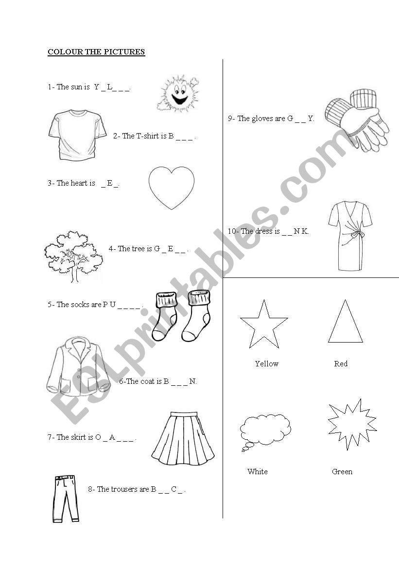 colour the pictures worksheet