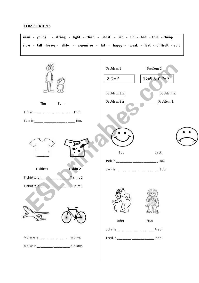 comperatives worksheet