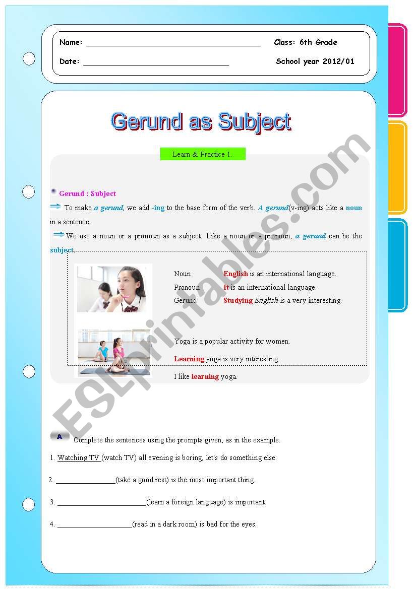 Gerunds as subject and object 