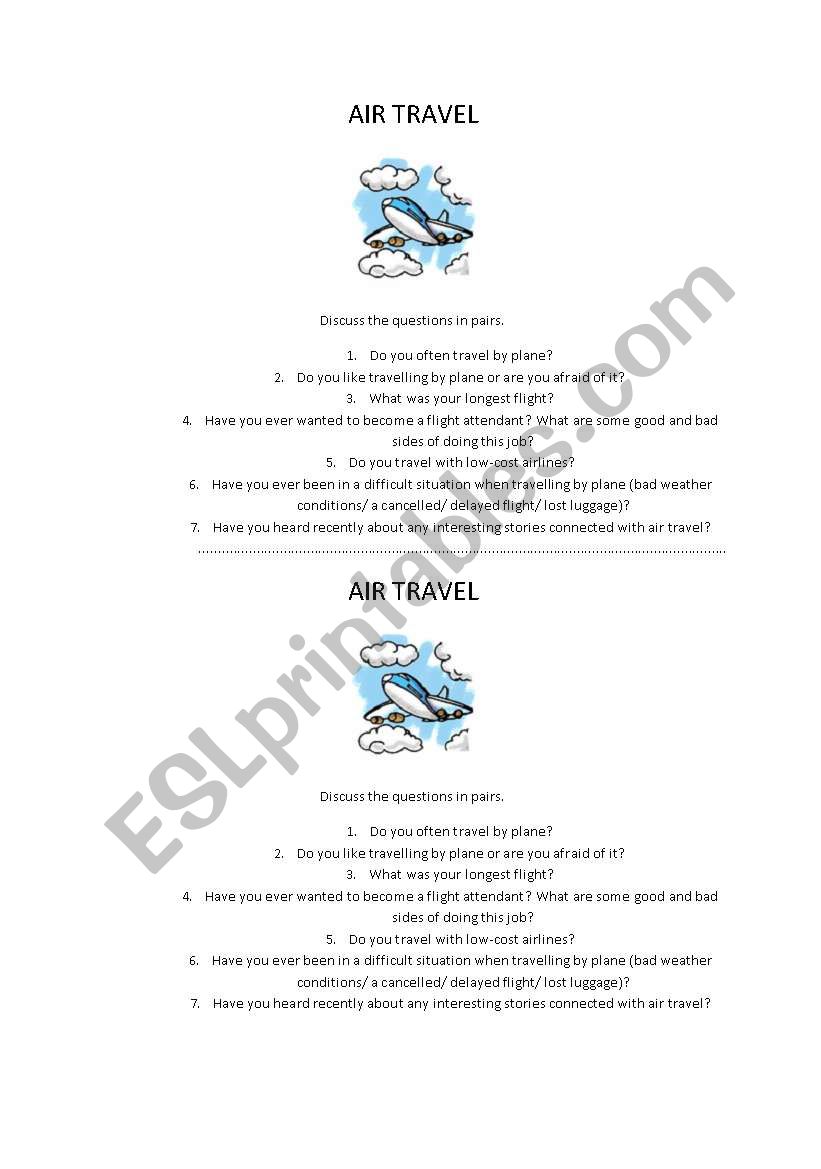 AIR TRAVEL worksheet