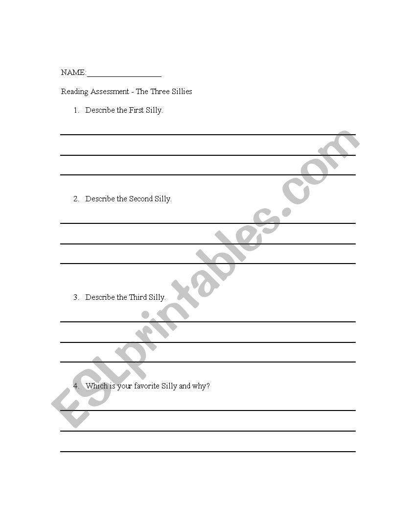 The Three Sillies Comprehension Check