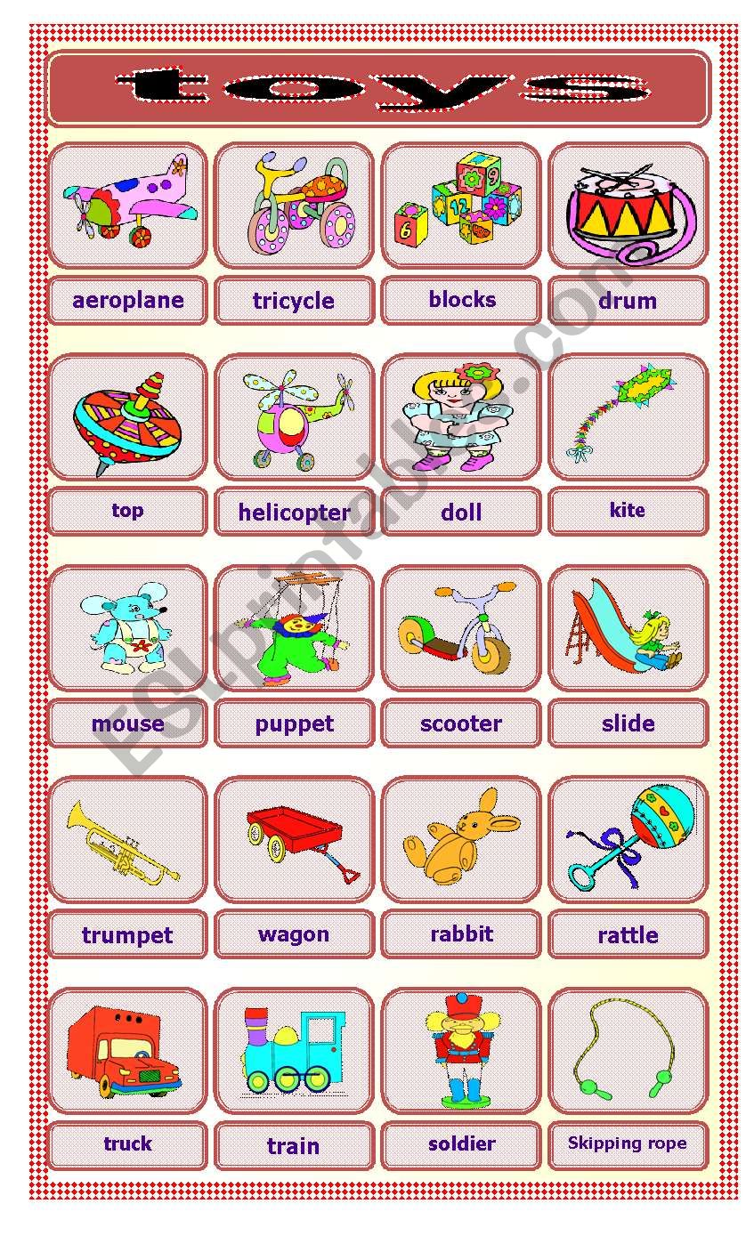 toys pictionary worksheet
