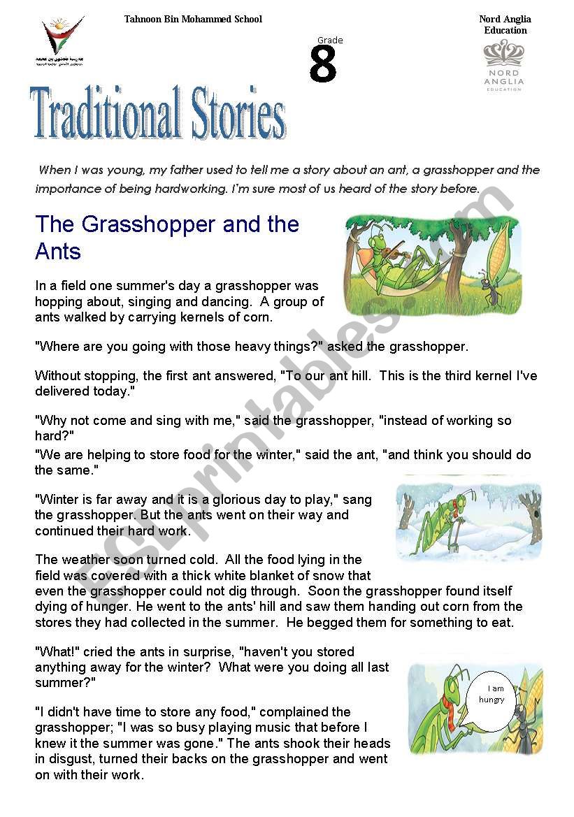 tradidional stories :the grasshopper and the ant