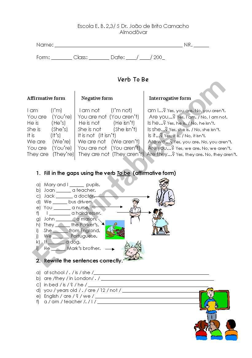 worksheet To Be worksheet