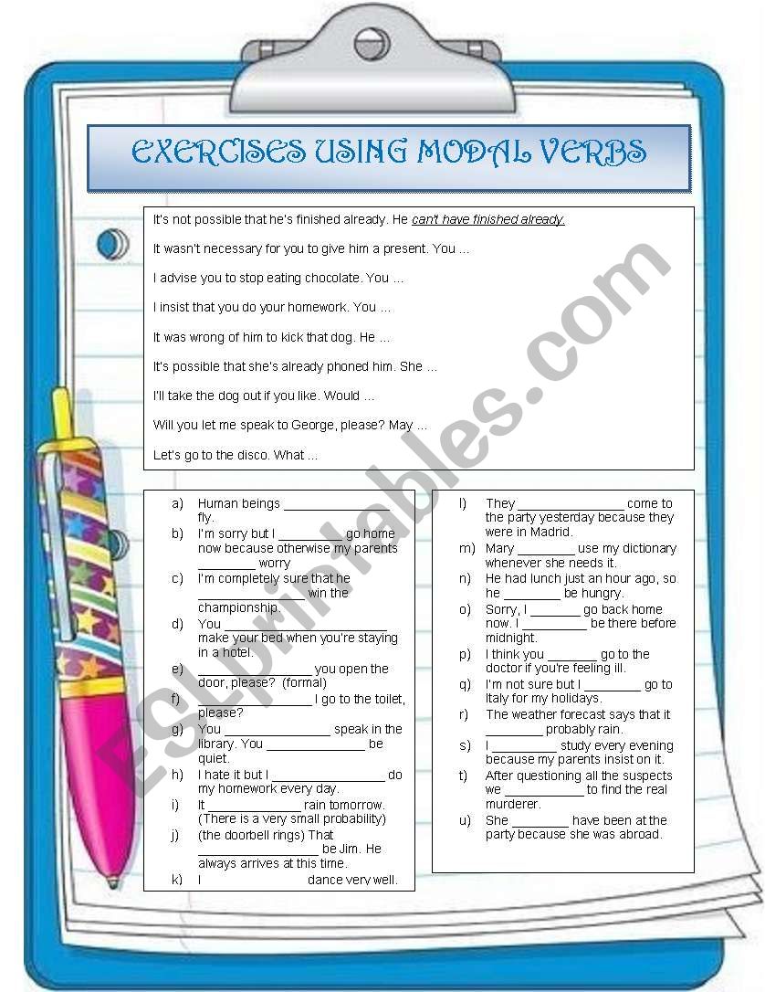 MODAL VERBS worksheet